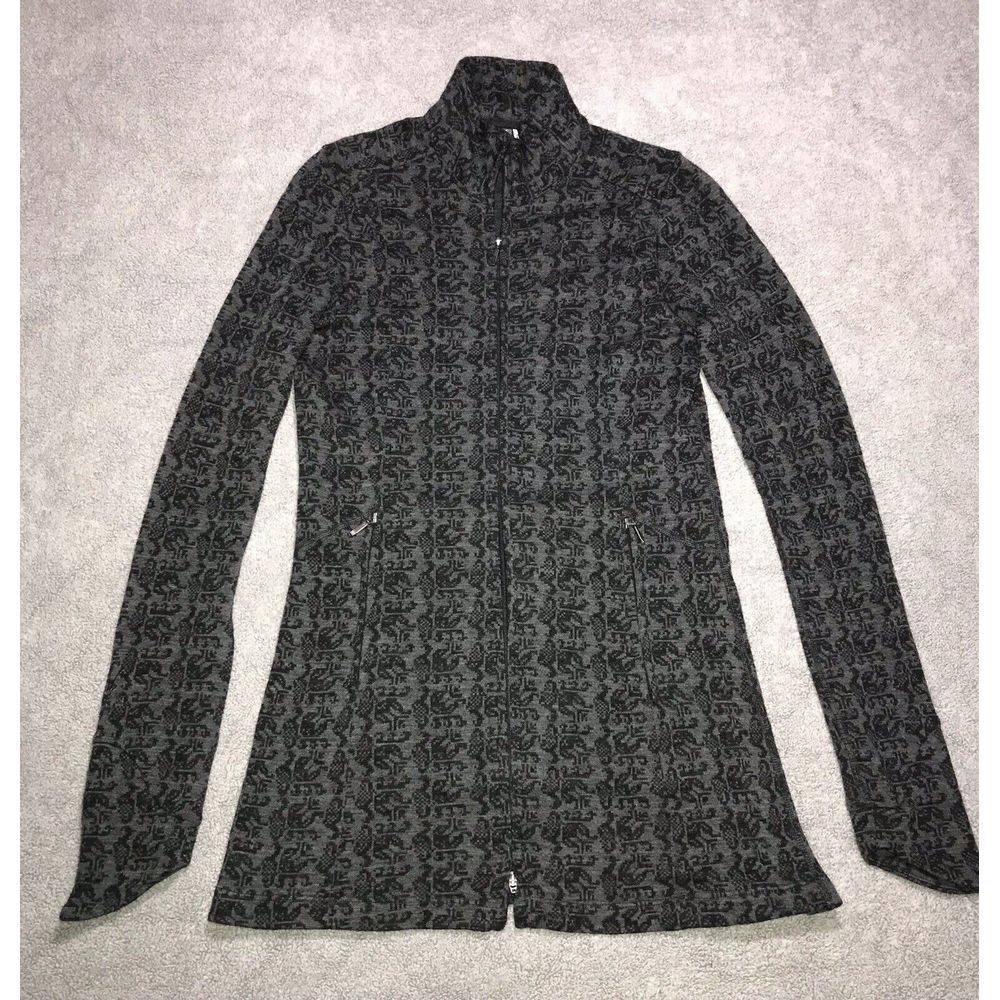 Ibex Sweater Jacket Womens XS Gray Black 100% Merino Wool‎ Full Zip X-Small USA